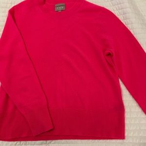 J Crew classic fit cashmere sweater, size large, bright pink
